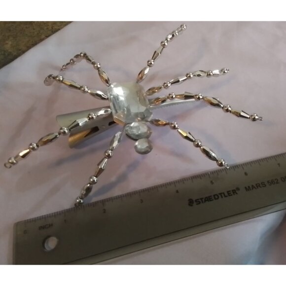 Crystal & Silver Tone Spider Hair Barrette Clip Large - Picture 1 of 3